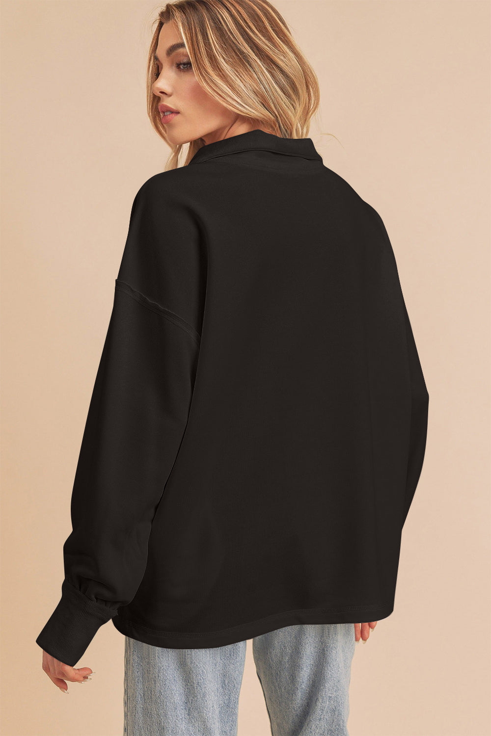 Aemi+Co Exposed Seam Half Zip Drop Shoulder Sweatshirt